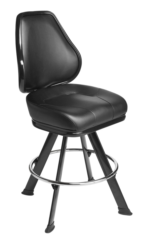 Platinum casino chair. Casino seating for slot and table games. 4-Legged gaming stool with footring and swivel mechanism.